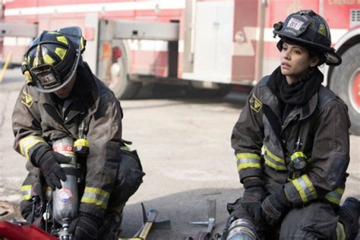 Miranda Rae Mayo, Alberto Rosende, and Jake Lockett in Chicago Fire season 11