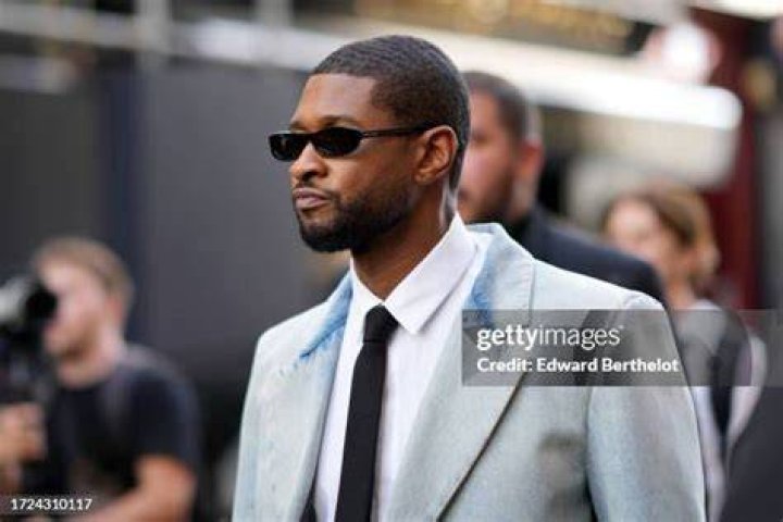 Usher is seen, outside Valentino during the Womenswear Spring/Summer 2024 as part of Paris Fashion Week on October 01, 2023 in Paris, France. (Photo by Edward Berthelot/Getty Images)